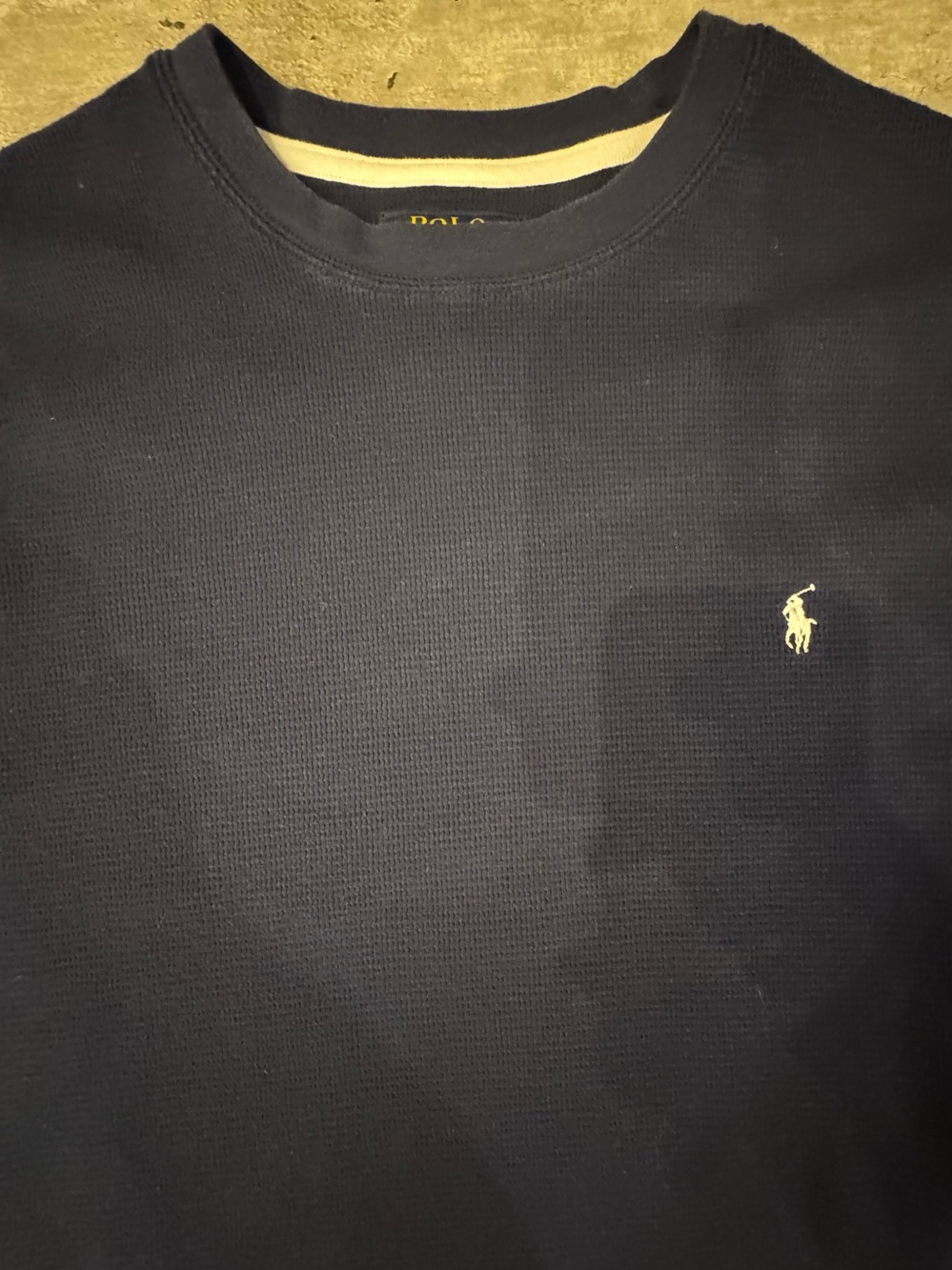 Polo Ralph Lauren Men’s XL Navy Thermal Waffle Knit Long Sleeve Shirt Pony Logo - Picture 2 of 16